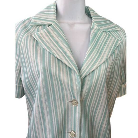 Henri Mint White Striped Vintage Shirt Size Medium - Picture 5 of 6